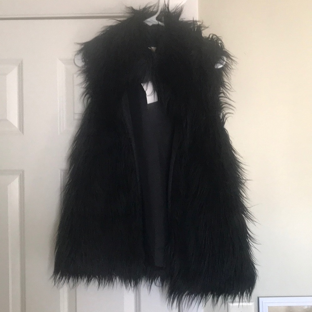 Black furry vest